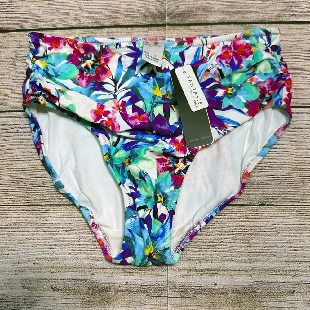 NWT Fantasie Multicolor Floral High Waist Bikini Bottoms Size S